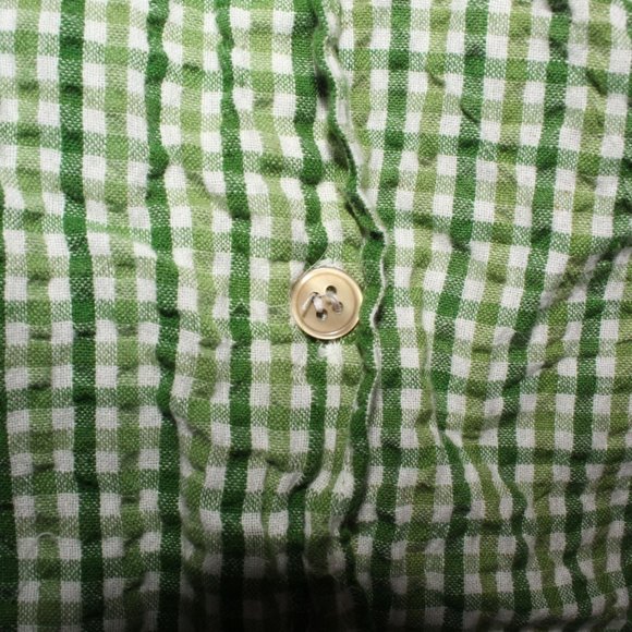Woman Within Sz 5XL Green White Checkered Short Sleeve Button Down Casual Shirt - Picture 7 of 7